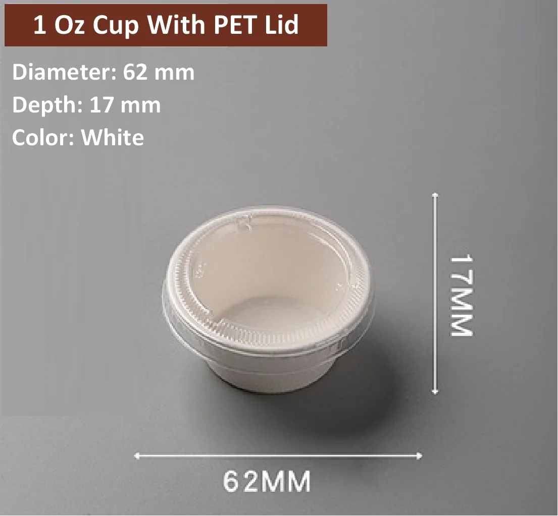 1Oz Cup Frozen Microwave Biodegradable Bagasse Sugarcane Pulp Sauce with Lid