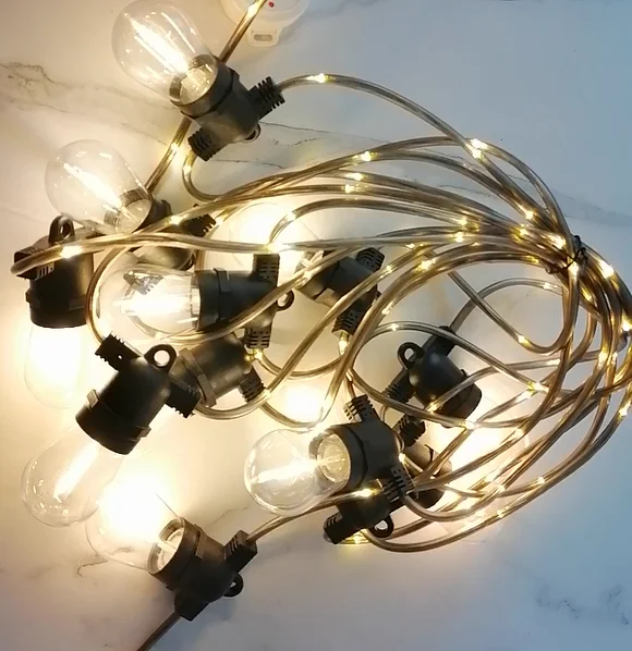 Upgraded S14 Glowing Mains Cord Outdoor Pathway Light led Patio String Lights Garden Heavy-Duty Decorative IP65