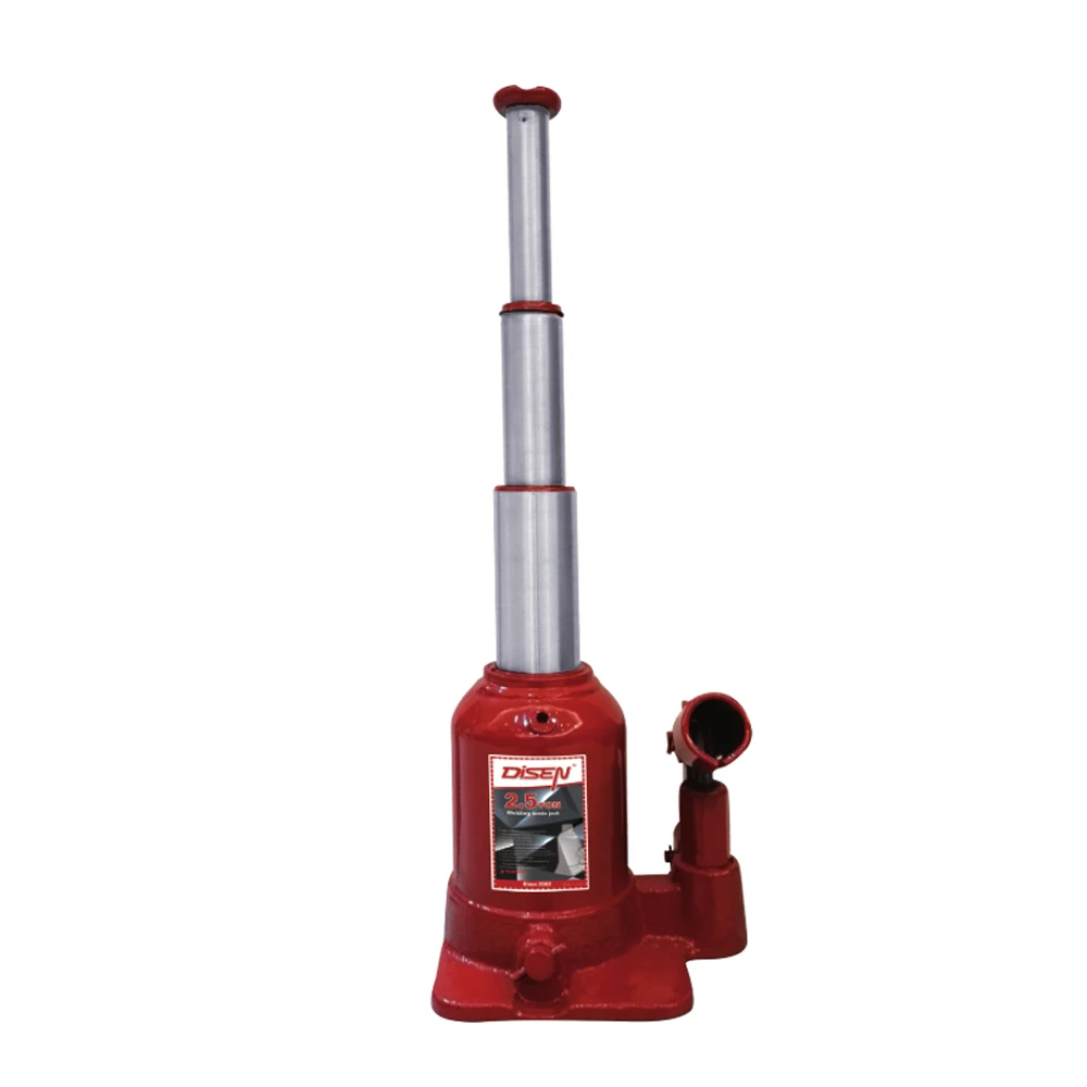 Gato De Coche Portable Tri Ram 2.5T Ton Welding Hydraulic Bottle Car Jack Telescopic Pressure Lifting Jacks
