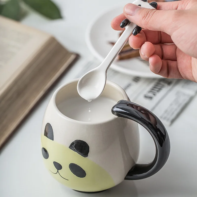 12OZ Ceramic Morning Milk Cup Cute Frog Coffee Mug with Spoon