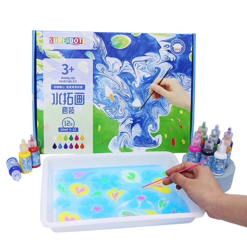 Non-Toxic DIY Drawing Painting 12 Colors 16ml Pigment For Kids Adults And Children in Water Marbling Paint Kit