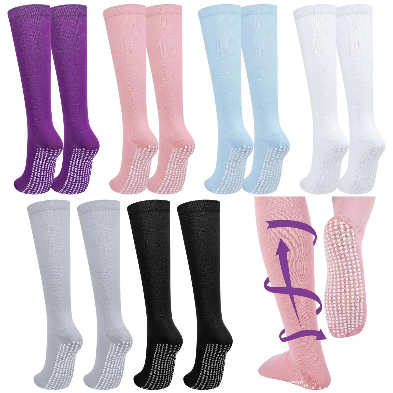 Anti Slip Grip Custom High Quality Custom Designer Socks Knee High Compression Sport Sock