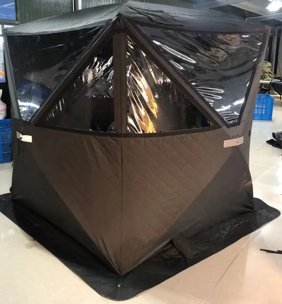 Outdoor Tent Sauna for Sale Camping Sauna Winter Ice Fishing Tent  Stove 6 Person Pop Up Camping Outdoor Portable Sauna Black