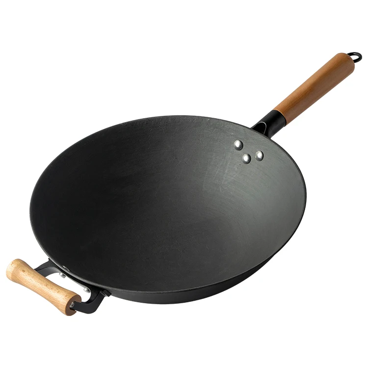 Чугунная китайская антипригарная Кастрюля с двойной деревянной ручкой