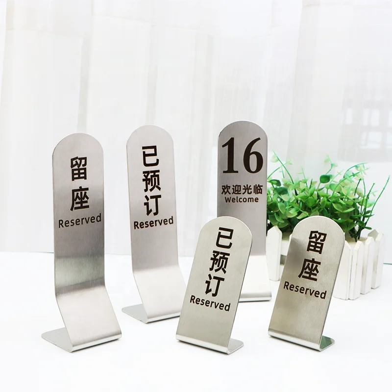Hotel Accessories Custom Stainless Steel Menu Holder Restaurant Table Number Stand