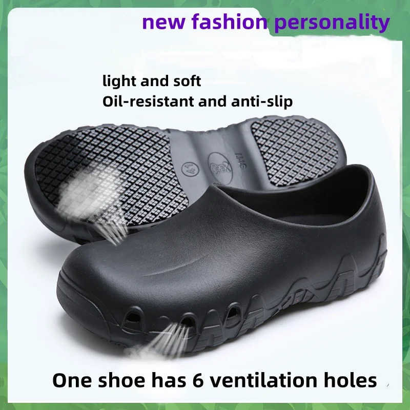 Non-slip Chef Work Shoes Unisex Non-slip Oil-proof Wear-resistant Kitchen Canteen Work Shoes EVA Material Medical Shoes