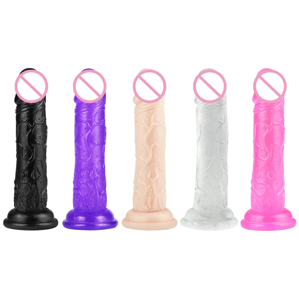 
7 Inch Soft Medical TPE Crystal Strong Suction Cup Women Sex Toys Dildo 