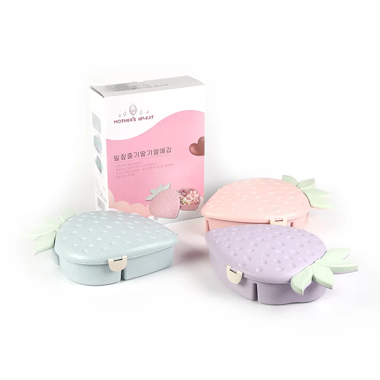 Creative biodegradable wheat straw fiber strawberry snack plate tableware