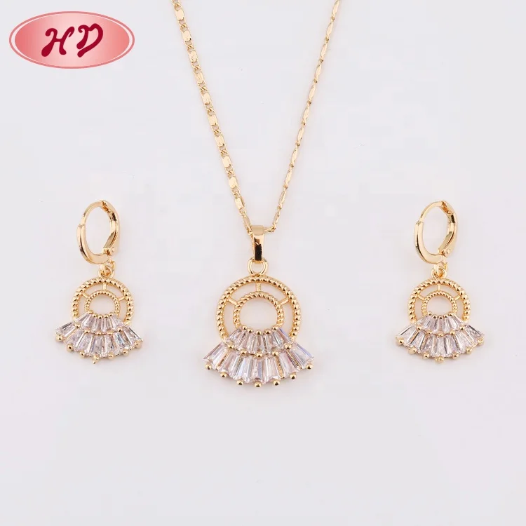 Oro Bisuterias Earrings And Necklaces Sets Super Quality Fashion Fancy 2 Gram Gold Jewelry Necklace interchangeable Earring Set
