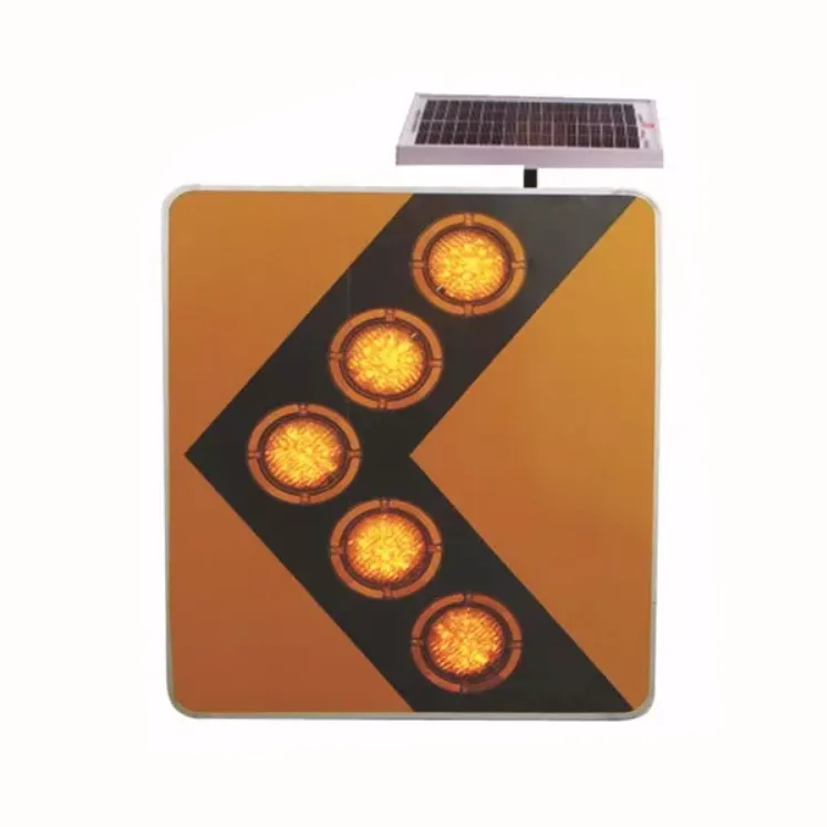 Solar Power Blinking Warning Light Left Turn Only Traffic Sign