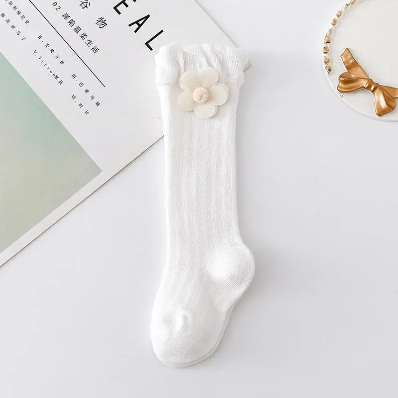 Baby Toddlers Socks Summer Children Girls Knee High Long Sock Cotton Big Bow Spanish Style Kids Floor Socks