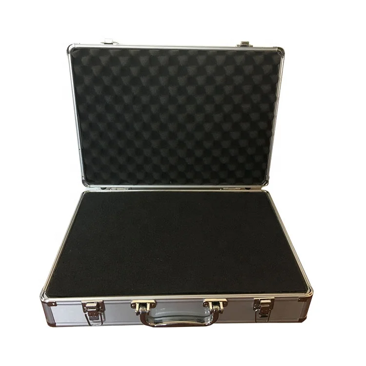 
Metal Corner Reinforced aluminum tool case with cut out foam insert 