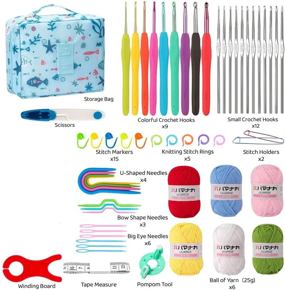68 pcs set Crochet Kit For Beginners with Sewing Accessories Sewing Tool Kit Crochet Hook Set