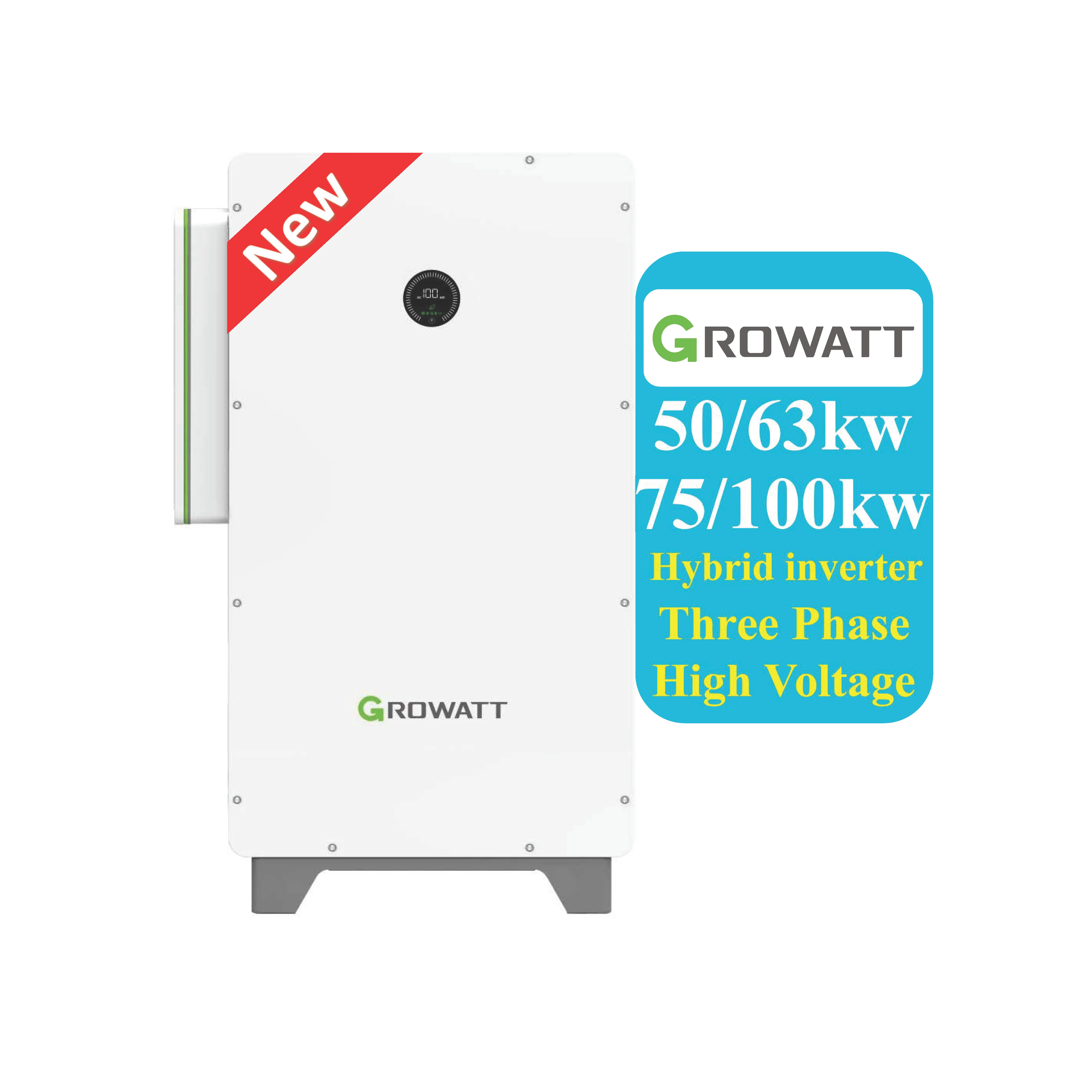 Hot Selling Growatt Hybrid Inverter WIT 50-100K-H/HU Solar 50KW 75KW 100Kw With Lifepo4 Battery for Commercial Use