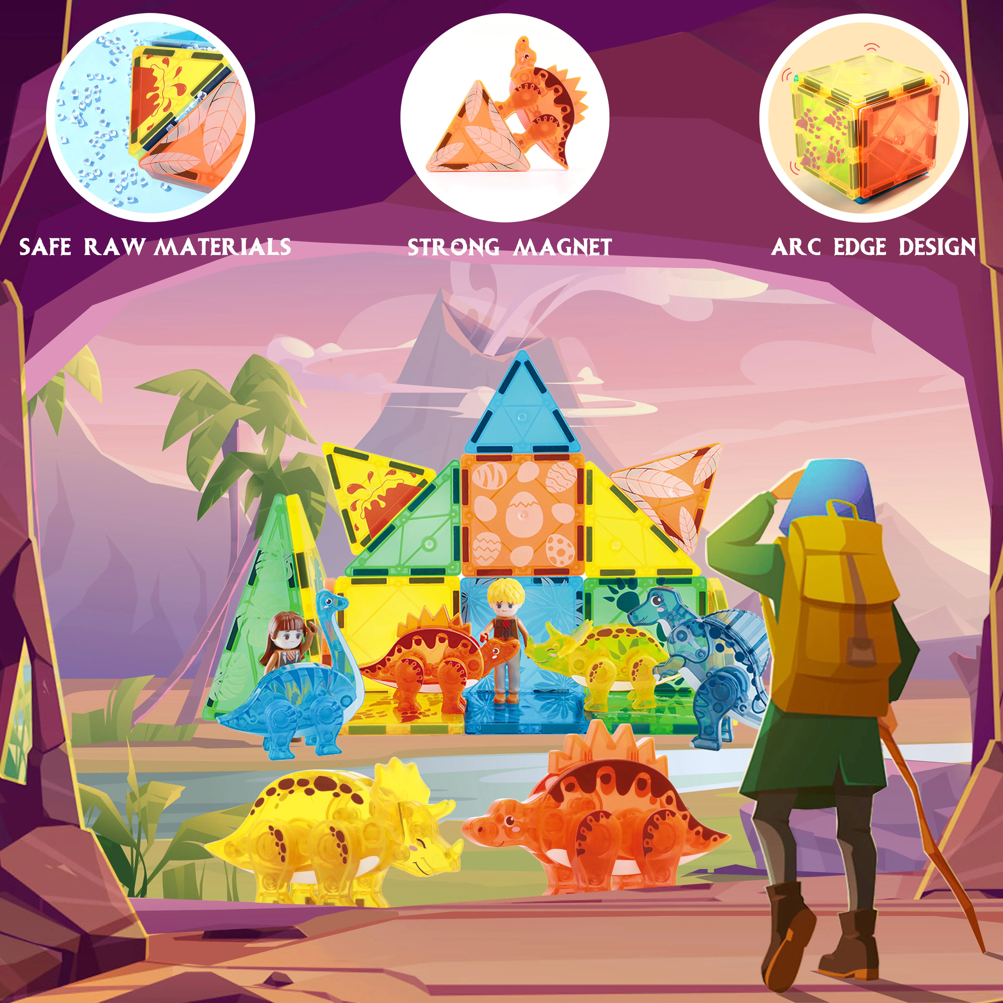 Animal Dinosaur Magnetic Blocks Toy 3D Toy Magnetic Tiles Building Set Educational Toys For Children