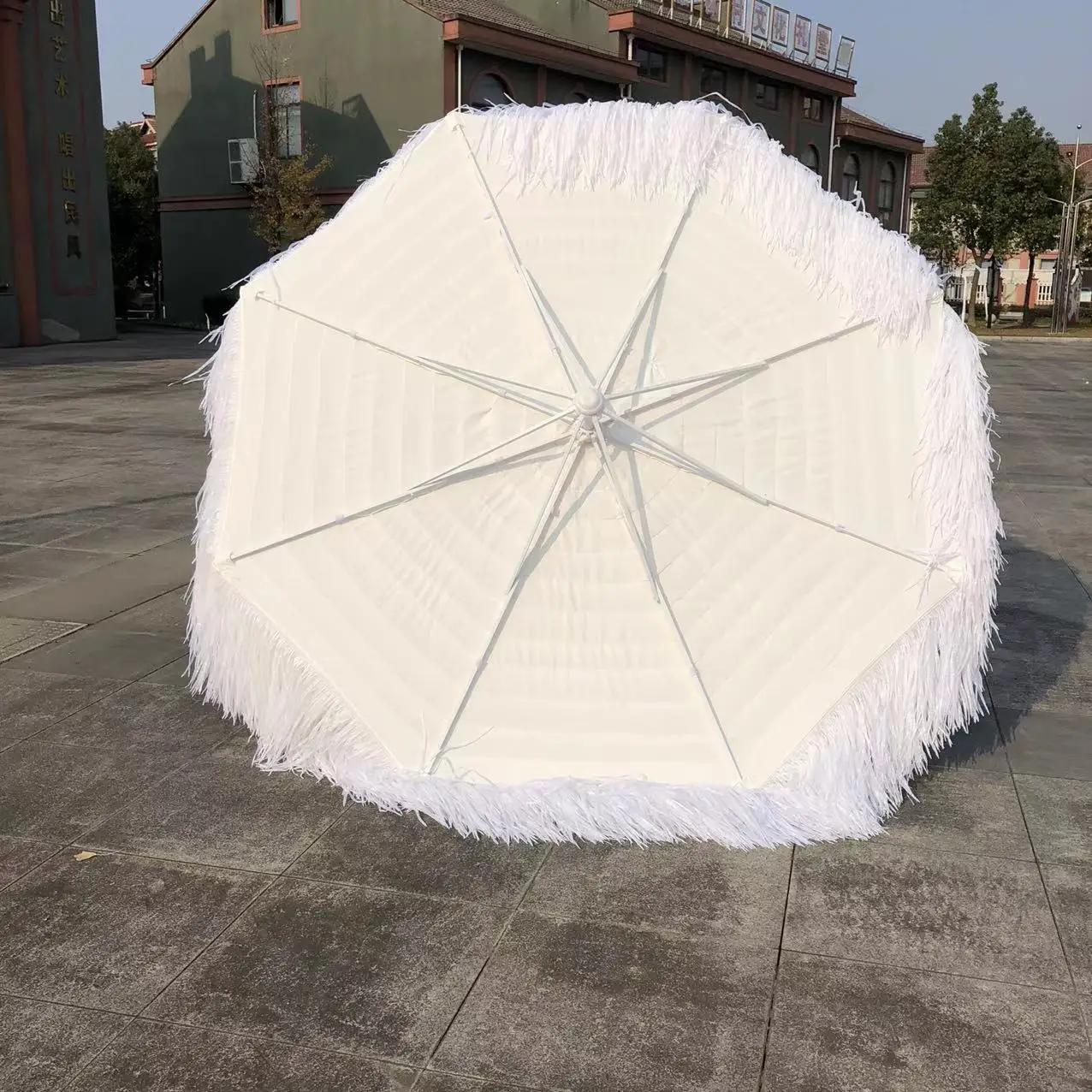 Outdoor Large Straw Sunny Umbrella Reverse Straight Grass Pillar Umbrella Grass Beach Umbrella Hawaii PP Outdoor Furniture Relax