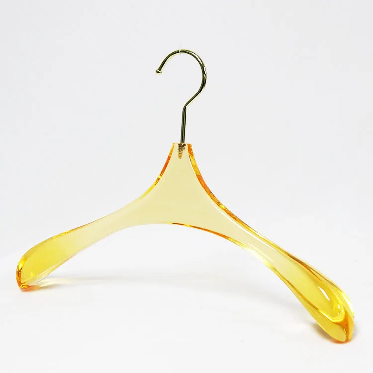 UNITECH Luxury clear Acrylic Transparent Clothes hanger with clear plastic hangers gold hooks