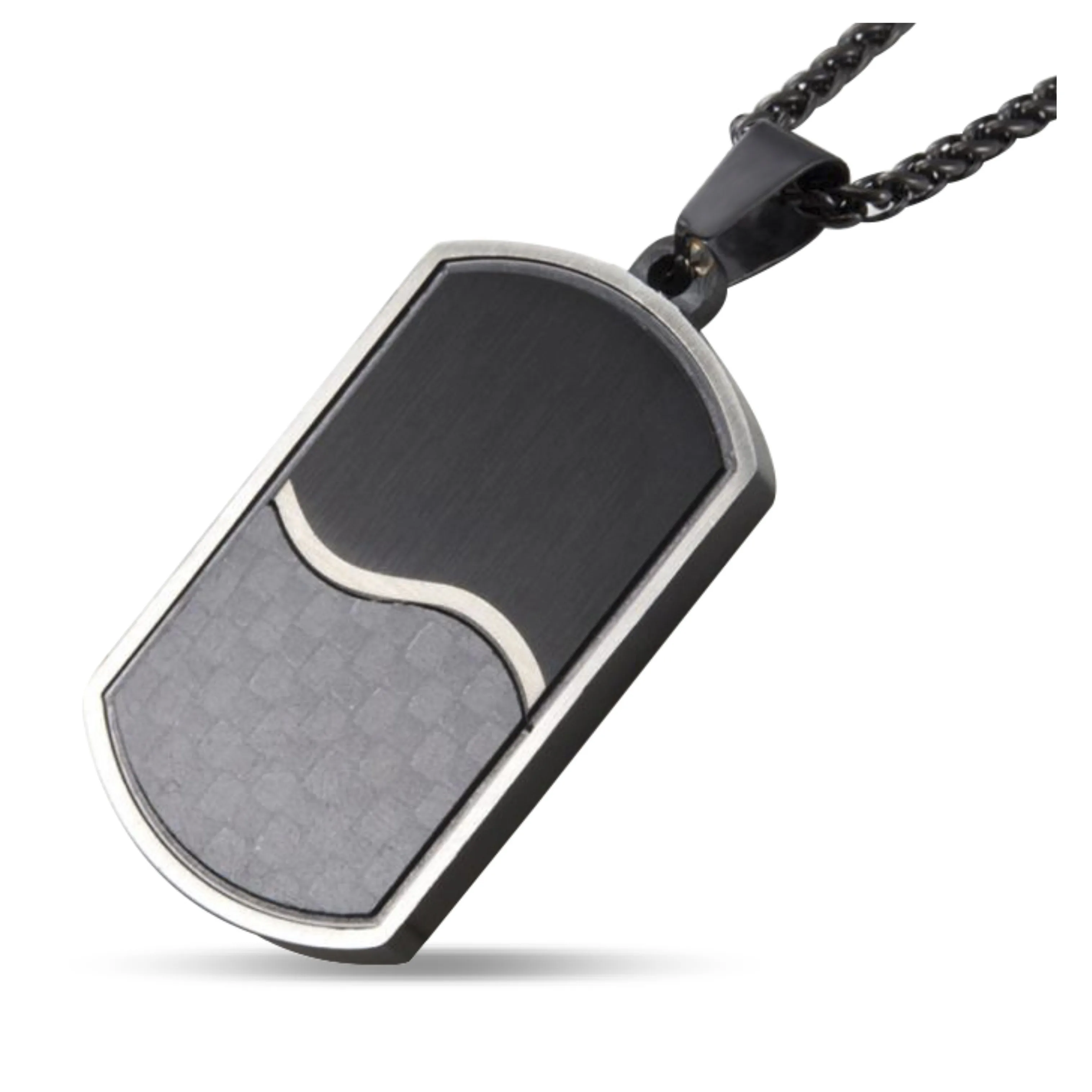 Fashion cool men black titanium carbon fibre 316 stainless steel dog tag