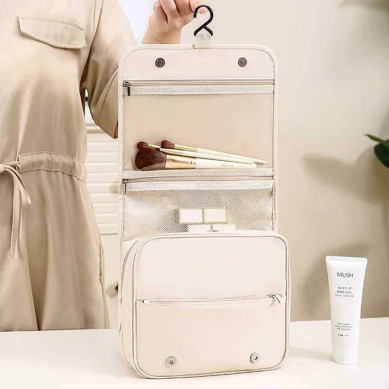 Cross-Border Travel Toiletries Cosmetics Storage Bag Hanging Dry Wet Separation Plastic Color-Coded Classification Separation