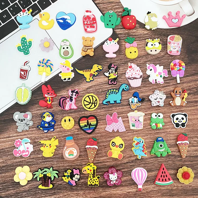 Custom PVC croc charms Mixed package random cute style Clog Accessories 100 pieces a bag cheap wholesale Croc shoes Charms