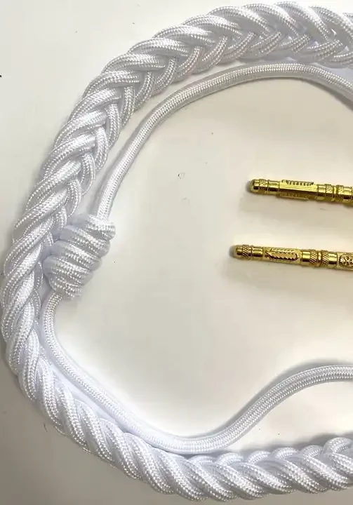 Wholesale price gold wire twisted shoulder cords officer White gold Color webbing Belt