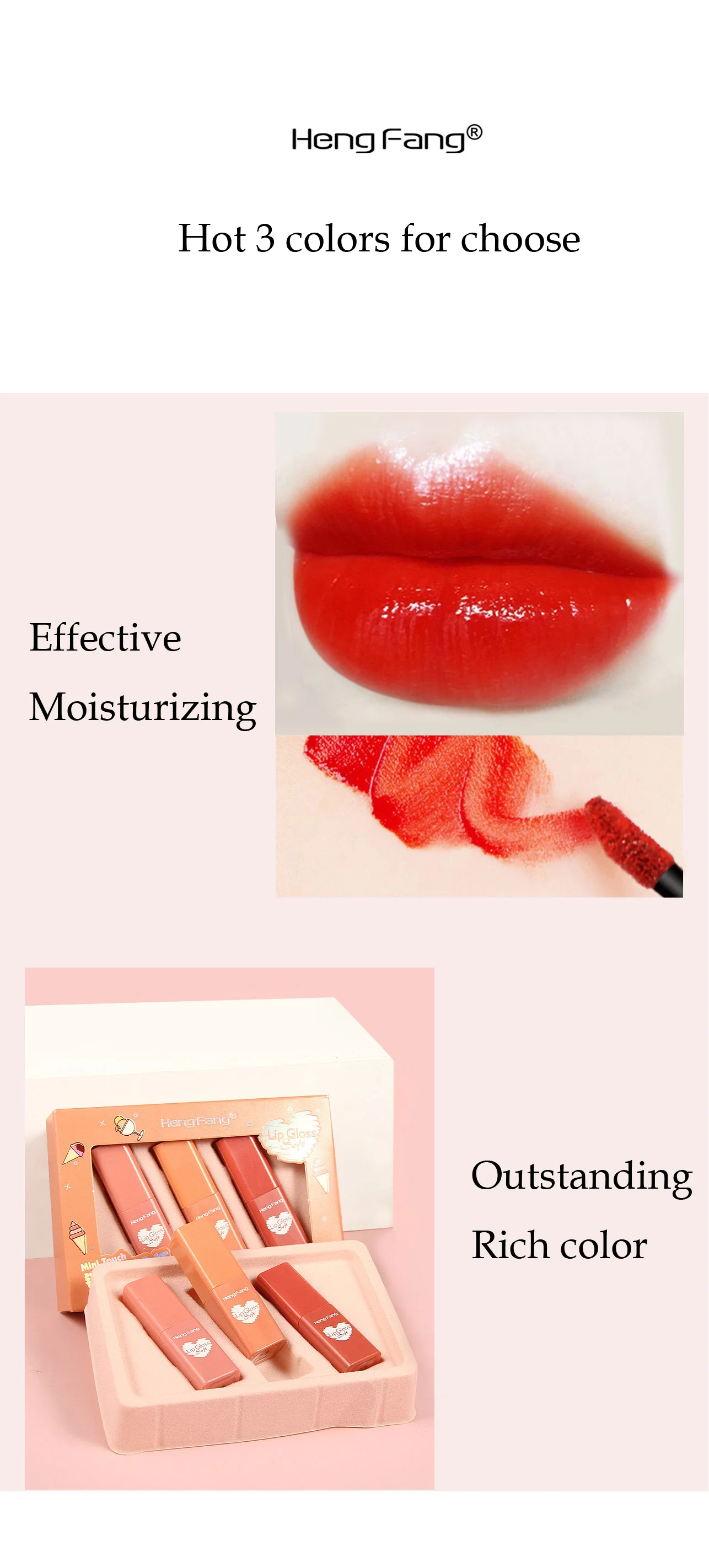 H7049  Mini Cute Size Waterproof Long-lasting 3 color Gift-Set Cosmetics Makeup lip Tint lip gloss set