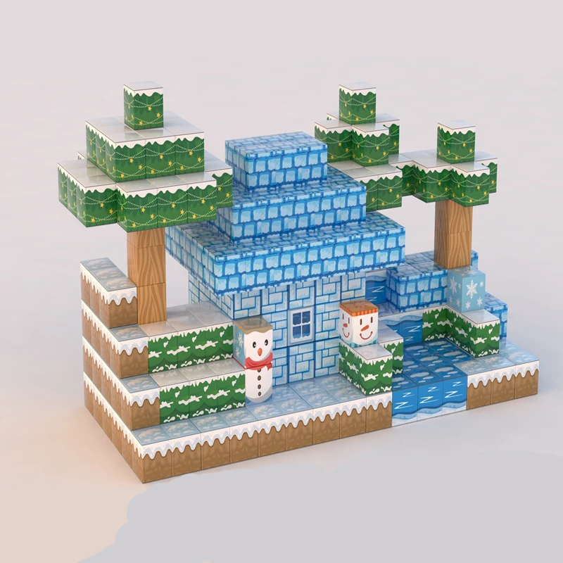 DIY Magnetic Square Cube My World Magnetic Building Block Children Assemble Toy Magnetic Blocks Puzzle For kids