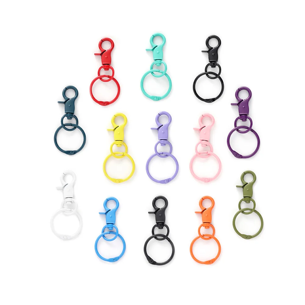 Metal  keychains accessories Candy Colors Spray Paint Metal Key chains Colorful Key Ring Hook Chain Metal lobster clasps Keyring