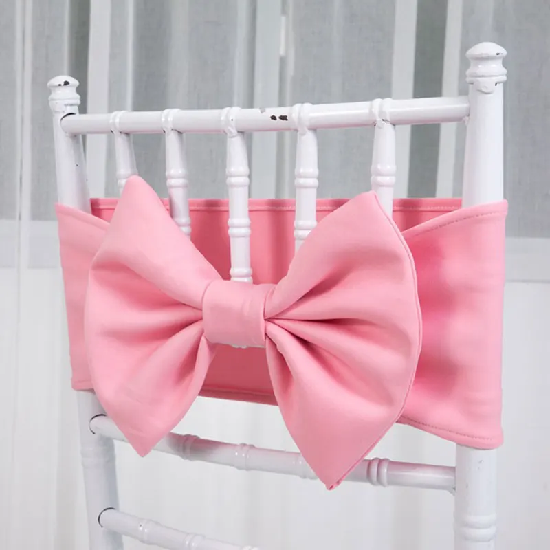 Wholesale Chair Back Bow Flower Thickened Stretch Covers Band for Wedding Chair Back Decorative Bow
