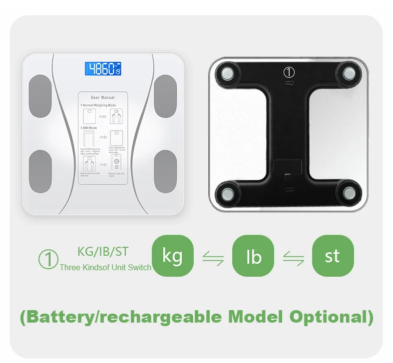 TX10047 DDP 180kg Digital Body Composition Scale LED Display Smart Body Fat Bluetooth Function Battery Powered