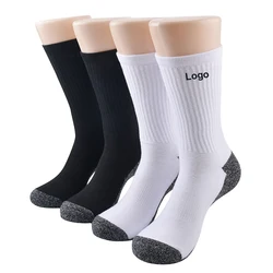 High Quality Custom Logo Outdoor Sport White Socks Men Black Letter Running Custom Basketball Socks