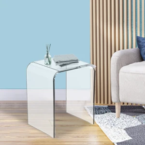 Modern waterfall transparent rectangular table round side table end acrylic coffee side table for living room bathroom