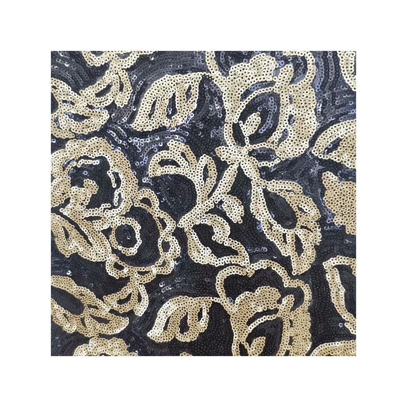 Customized high quality embroidery sequin fabric evening wear fabric for fashion