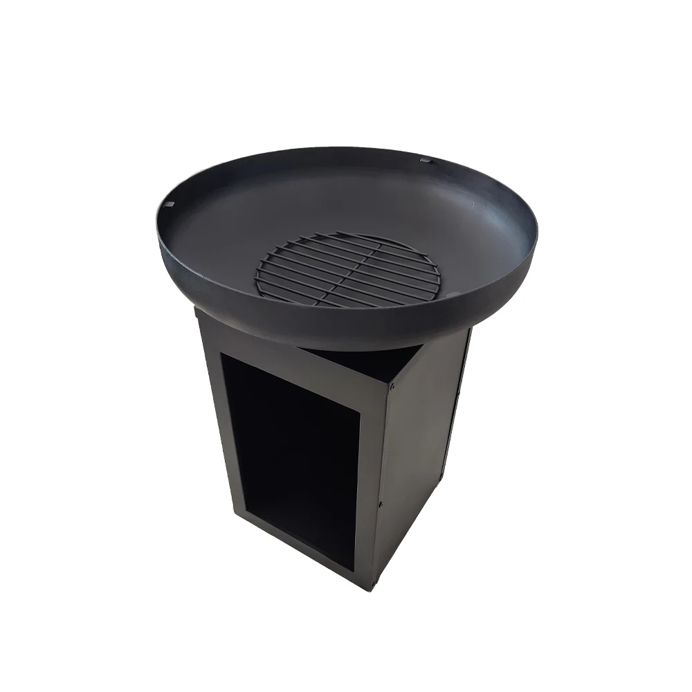 0N Sale Multifunctional Garden Corten Steel Fireplace Metal Fire Pit Outdoor With Log Storage