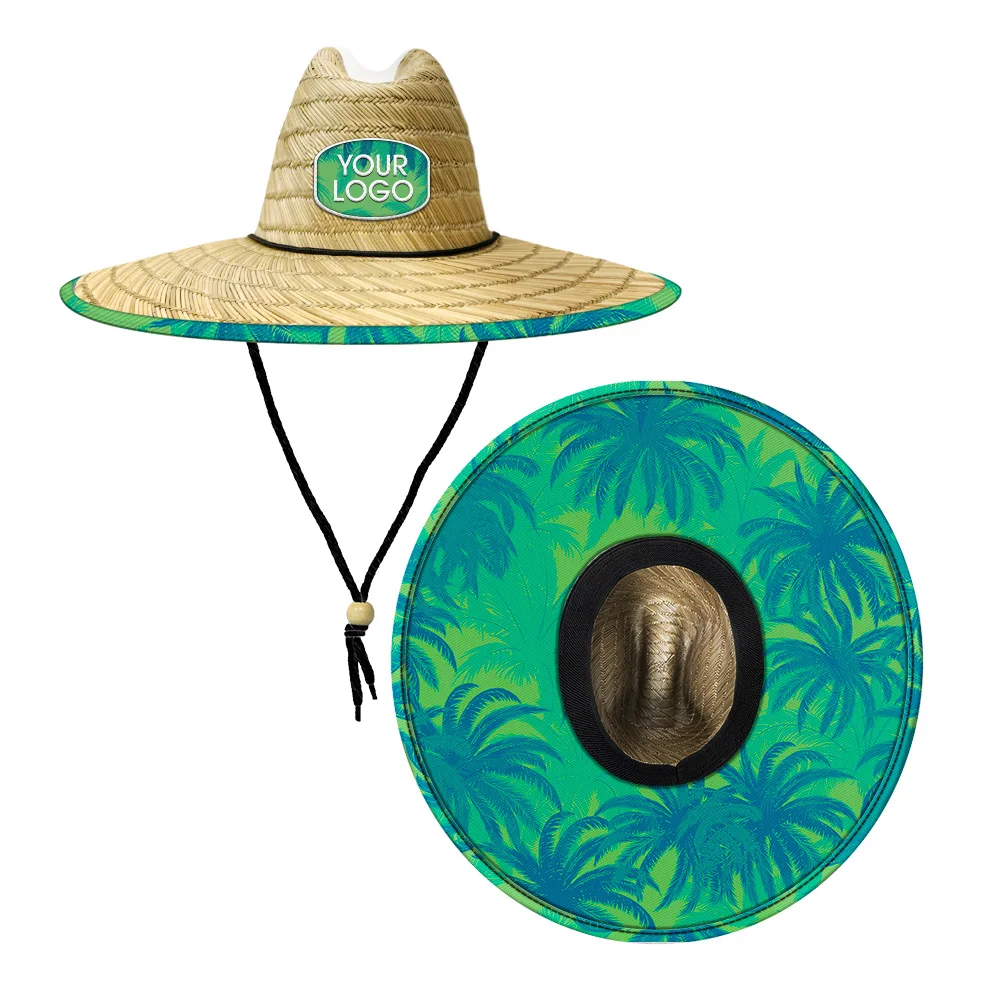 2024 Casual Colorful Combination Summer Sun Beach Panama Sombrero Custom Chapeau Design Lifeguard Straw Hat