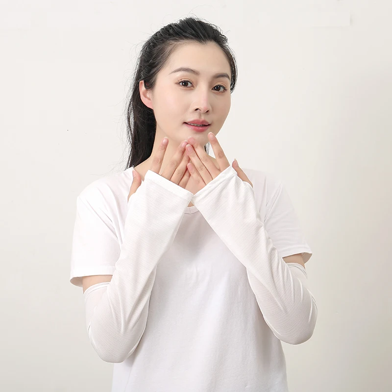 Fashion Plain Muslim Women Soft Sleeves Uv Sun Protection Arm Socks Comfortable Ice Silk Arm Sleeves