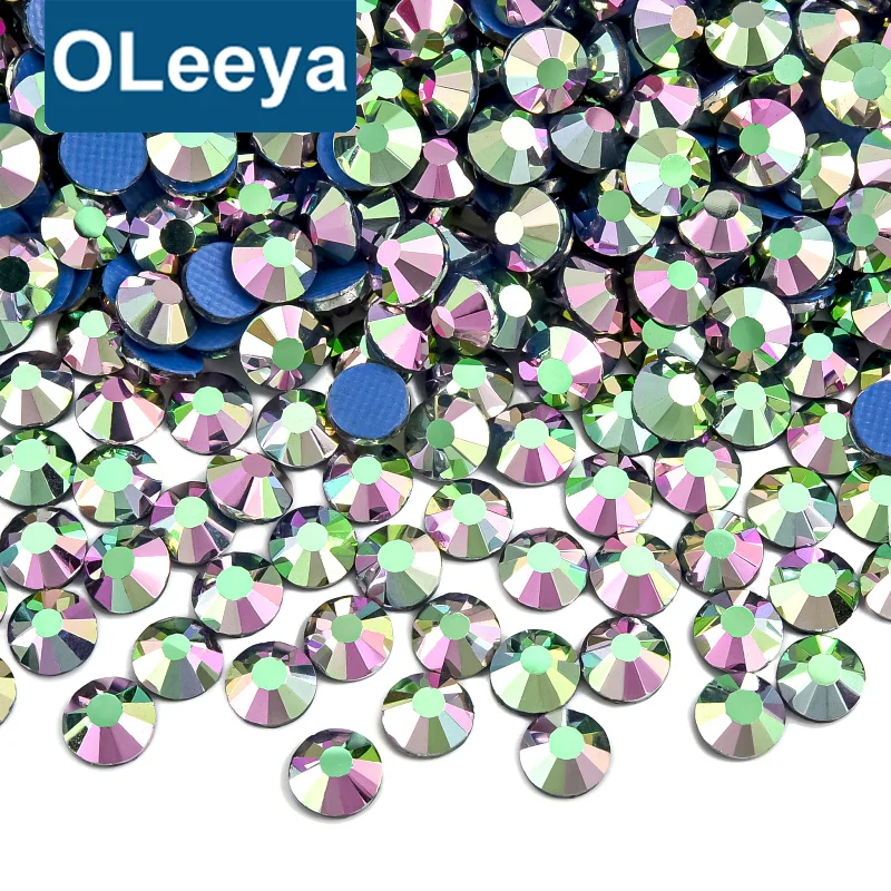 OLeeya Wholesale Strong Glue Glass Hotfix Crystals German Glue on Rhinestone Hot Fix SS6-SS30 Iron on Rhinestone for Clothing