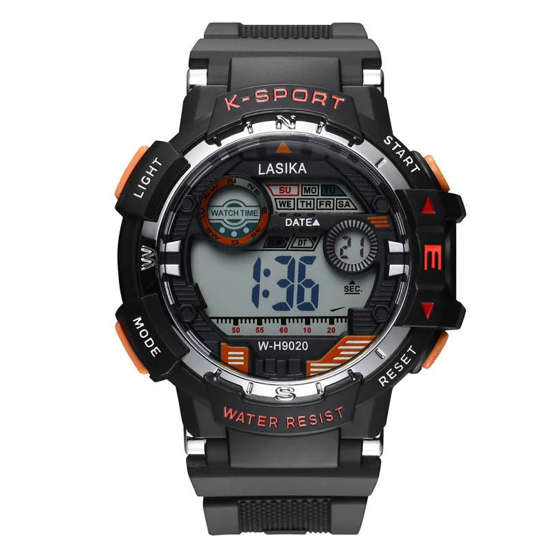 LASIKA W-H9020 цифровой большой экран наручные часы водонепроницаемые возможностью погружения на глубину до 30 м фабрики Цена sport OEM