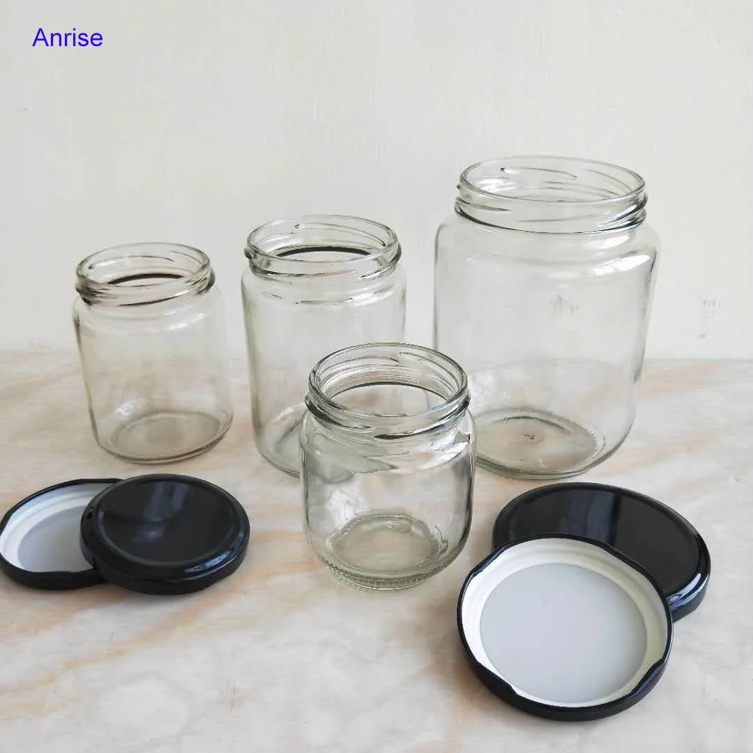 100ml 120ml 180ml 280ml 380ml 500ml Metal Screw Lids Honey Jam Jars Round Glass Vegetable Souce Jars