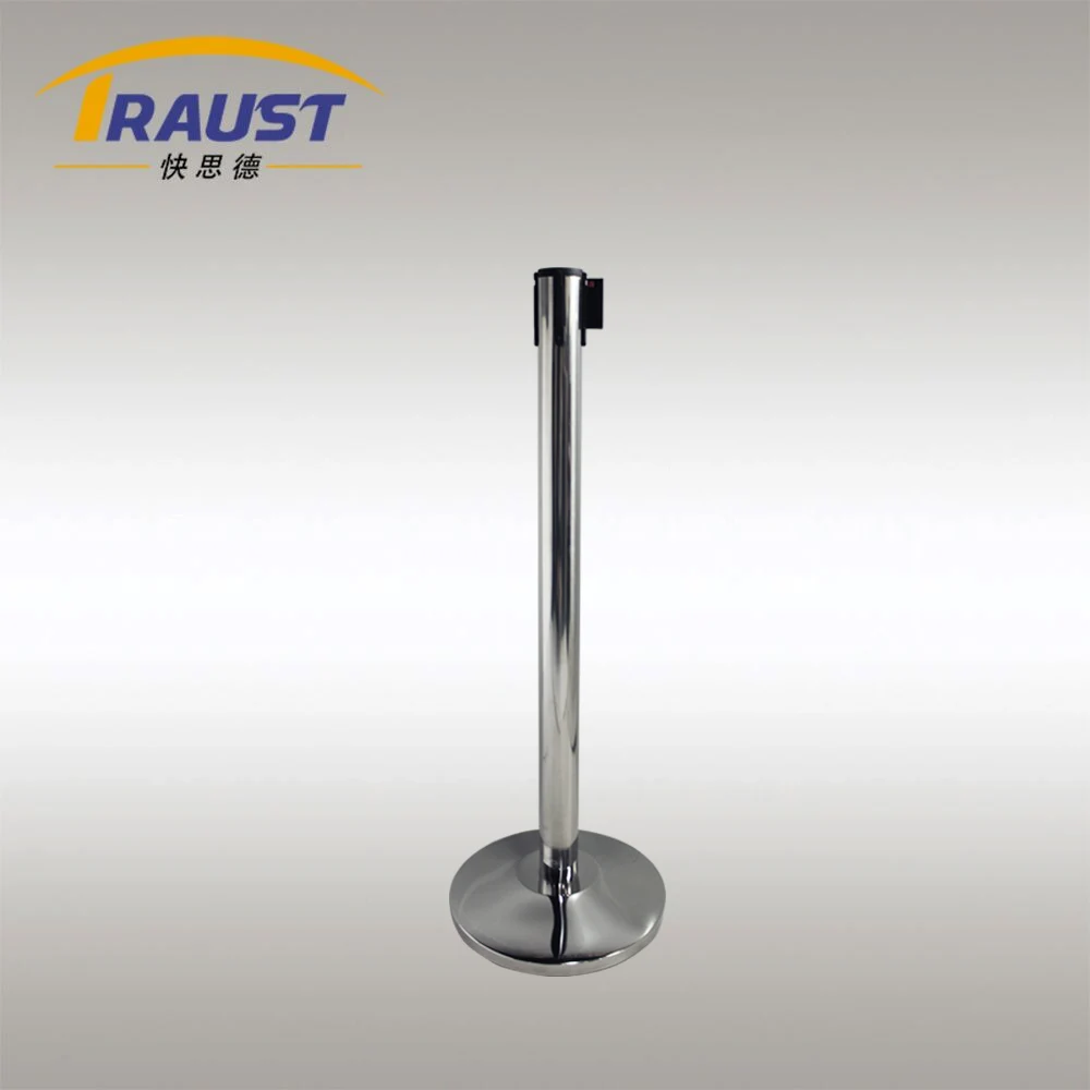 Traust museum exhibition traffic metal steel queue crowd control sign stand concrete base retractable belt barrier stanchions