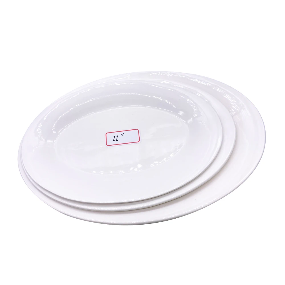 9' 10' 11' 12' 14' 16' 18' 20' 22' Inch Magnesia Fish Oval Plate White Porcelain Oval Plate