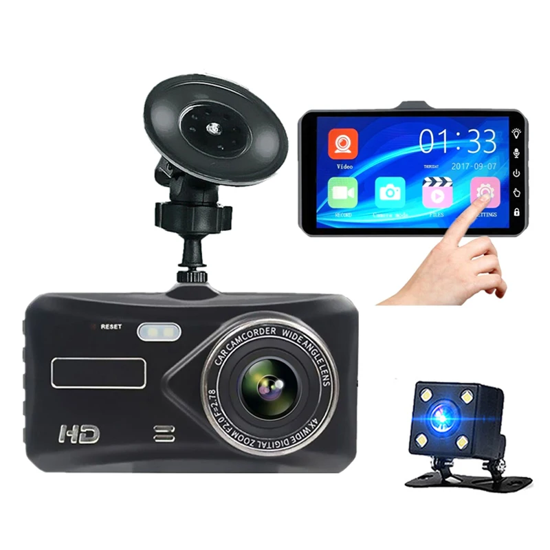 Top Sale Dash Camera 1080P 4.0 inch Front and Rear Dual Lens Car DVR IPS Touch Screen Recorder Dash Cam Car Camera Black Box