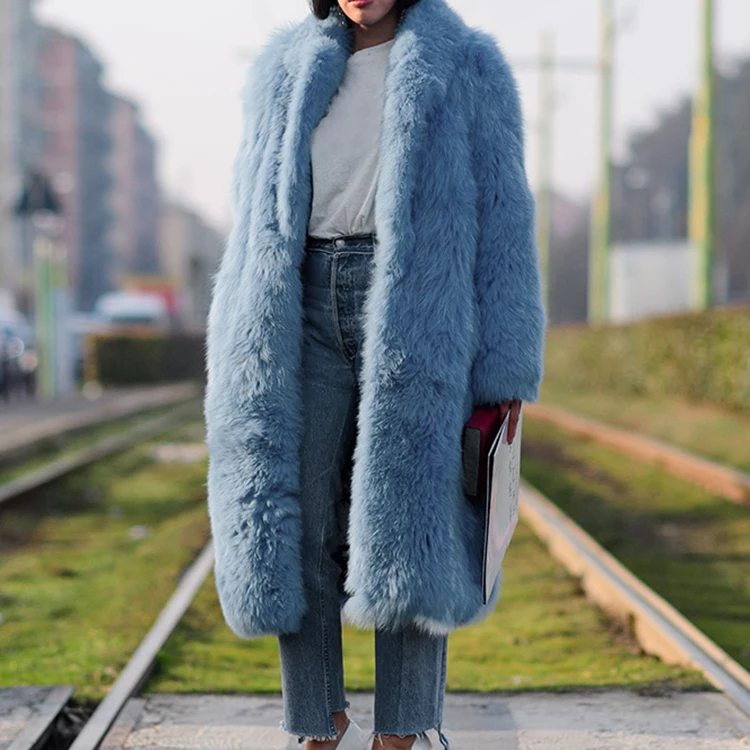 Spring 2024 womens clothing European-style  women faux rabbit animal fur plush long coat