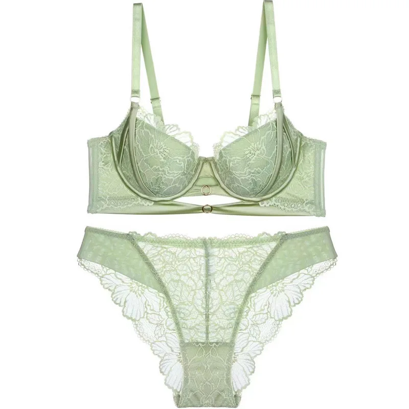 New French Lace Lingerie Feminine Feel Thin Cup bra Panties Set Anti Sagging Collection Push Up Women Bra Set