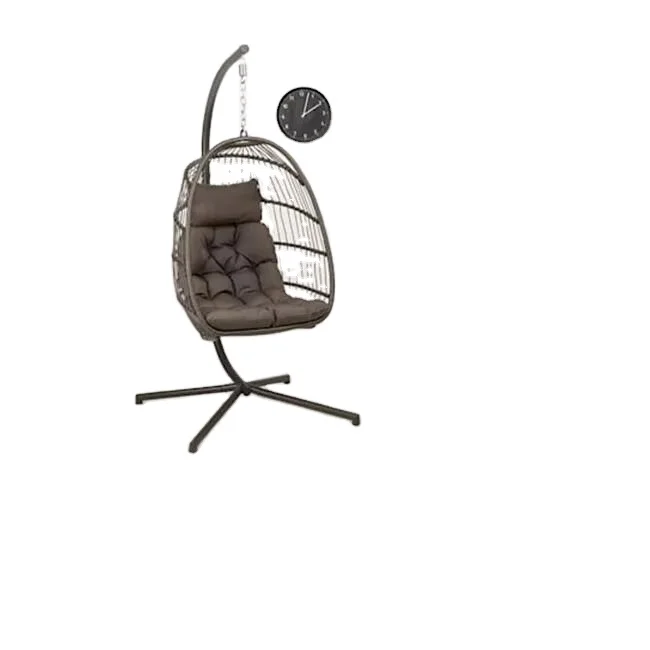 Hot Sale Modern Outdoor Indoor Swing Rattan Hammock Patio Egg Chair Folding Wicker Egg  Hanging Basket Furniture Garden