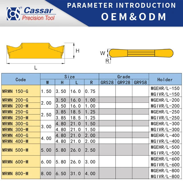 Cassar MRMN-M/G CNC режущий токарный станок из нержавеющей стали карбидные прорезные вставки