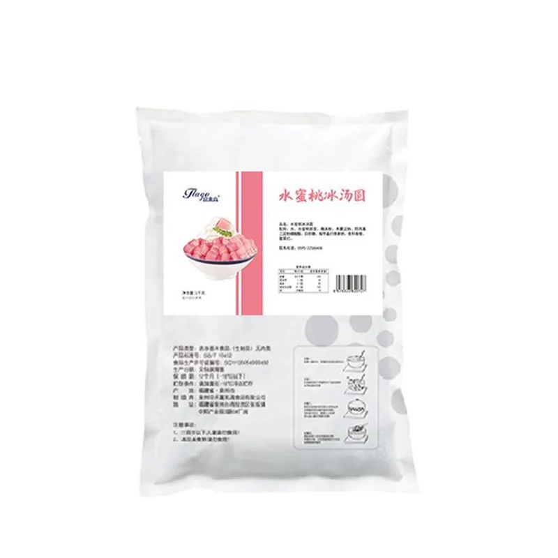 Flago 2024 New Collection Frozen keep Peach Flavour rice ball milk tea supplies For cake topping decoration ice cream topping
