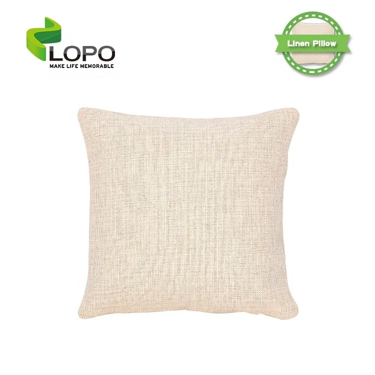 Pillow Case Wholesale Sublimation Textile Sublimation Linen Natural Knitted Sustainable Plain Dyed Home Decor Seat Cushion LOPO