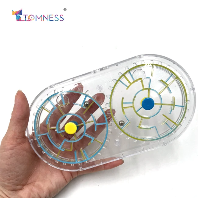 Twin Labyrinth Game Brain Teaser Maze ball Puzzle Logic Game with Two Metal Balls ,handheld puzzle games