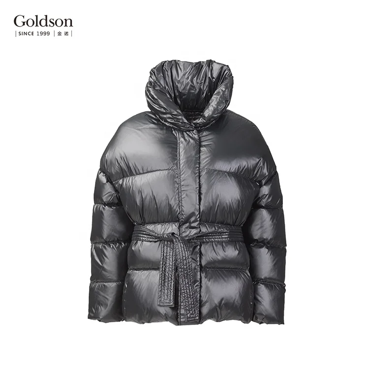 New Style Slim Lady Real Fur Collar Light Goose Down Jacket for Women Short Standard Winter Fashionable Polyester Lining Warm